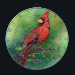 Dart Board met noordelijke rode kardinale vogel Dartbord<br><div class="desc">Mooie Waterverf van de noordelijke rode kardinaal voor het schilderen van vogels - Groen</div>