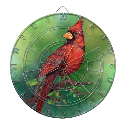 Dart Board met noordelijke rode kardinale vogel Dartbord (Voorkant)