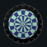 Dart Board: Mint Green, Navy Blue en Black Dartbord<br><div class="desc">Mint Green,  Navy Blue en Black Colored Dart Board game,  met 6 messing harten</div>