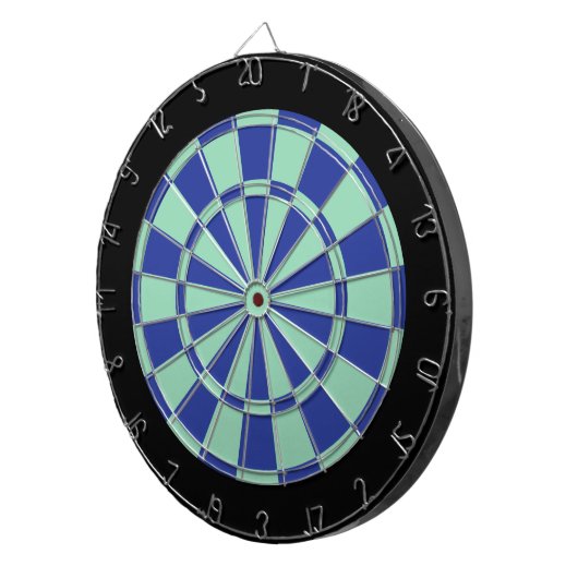 Dart Board: Mint Green, Royal Blue en Black Dartbord (Voorkant Rechts)