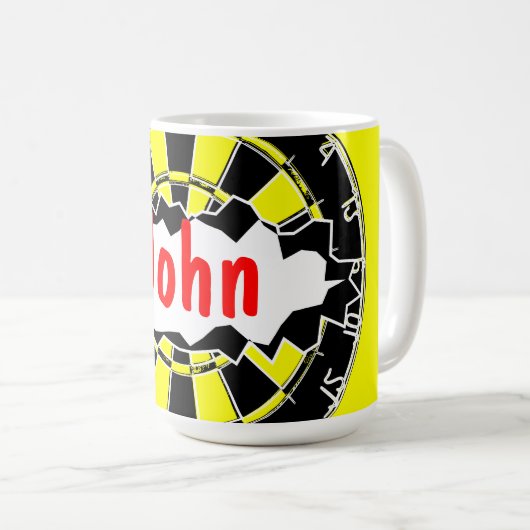Dart board mok koffie met persoonlijke naam (Voorkant rechts)