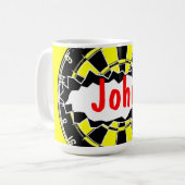 Dart board mok koffie met persoonlijke naam (Voorkant links)