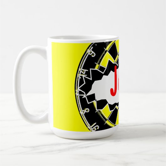 Dart board mok koffie met persoonlijke naam (Links)