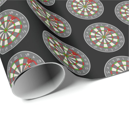 Dart Board op zwart Cadeaupapier (Rol Hoek)