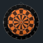 Dart Board: Oranje, bruin en zwart Dartbord<br><div class="desc">Oranje,  bruin en zwart-gekleurd kunstbordspel met 6 messenmakertjes</div>