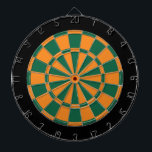 Dart Board: Oranje, donkergroen en zwart Dartbord<br><div class="desc">Oranje,  donkergroen en zwart-gekleurd dart-spel met 6 messing harten</div>
