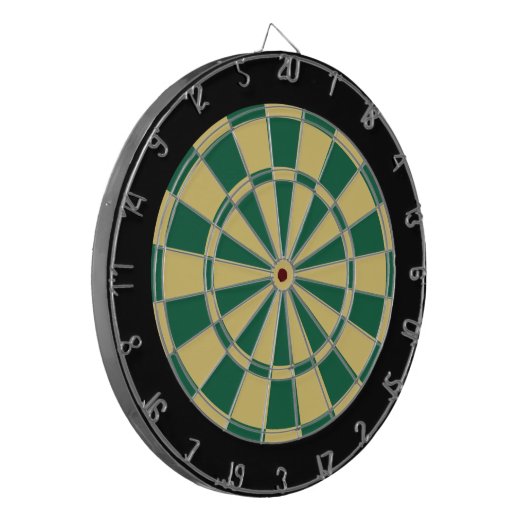 Dart Board: Oud goud, donkergroen en zwart Dartbord (Voorkant Links)