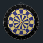 Dart Board: oud goud, marineblauw en zwart Dartbord<br><div class="desc">Oude gouden,  marineblauw en zwart gekleurd kleerplaatje,  inclusief 6 messenmakertjes</div>