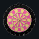 Dart Board: Oud goud, roze en zwart Dartbord<br><div class="desc">Het oude gouden,  roze en zwarte dkleurige dartbordspel met 6 messenmakertjes</div>