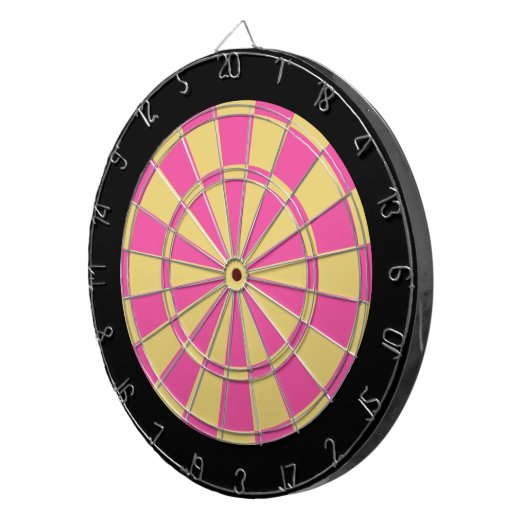 Dart Board: Oud goud, roze en zwart Dartbord (Voorkant Rechts)
