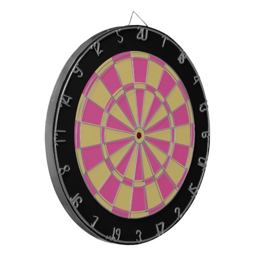 Dart Board: Oud goud, roze en zwart Dartbord (Voorkant Links)
