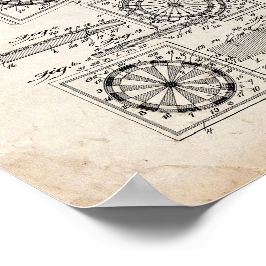 Dart Board Patent - Oude look Poster (Hoek)