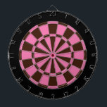 Dart Board: Roze, bruin en zwart Dartbord<br><div class="desc">Roze,  bruin en zwart gekleurd kunstbordspel met 6 messing harten</div>