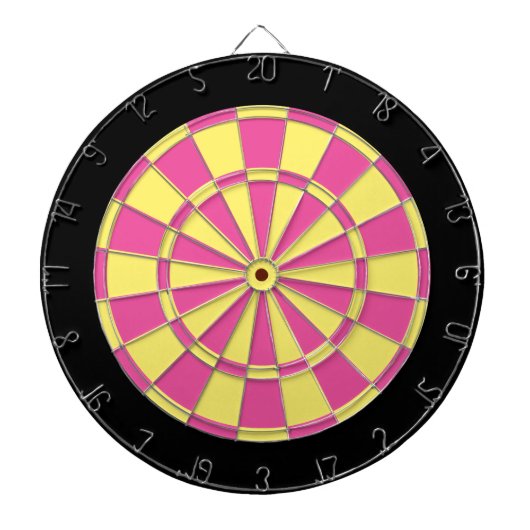 Dart Board: Roze, lichtgeel en zwart Dartbord (Voorkant)