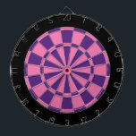 Dart Board: roze, Paars en zwart Dartbord<br><div class="desc">Roze, Paarse en zwart gekleurde dart board game met 6 messing harten</div>