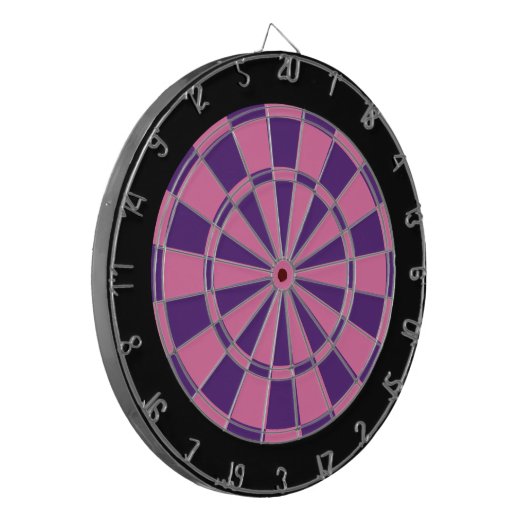 Dart Board: roze, Paars en zwart Dartbord (Voorkant Links)