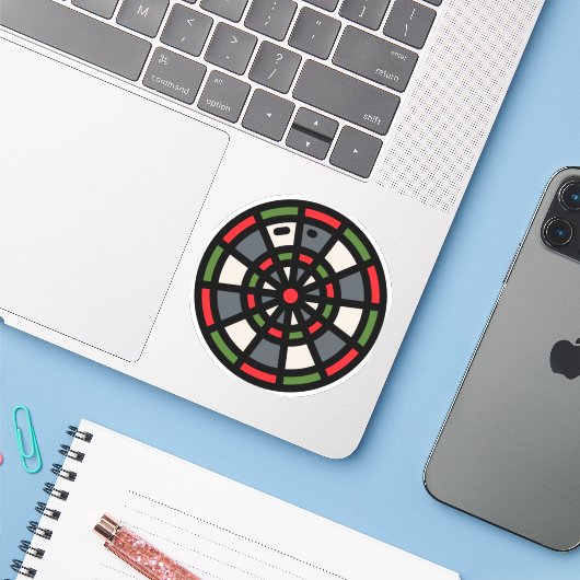 dart board sticker (Laptop met iPhone)