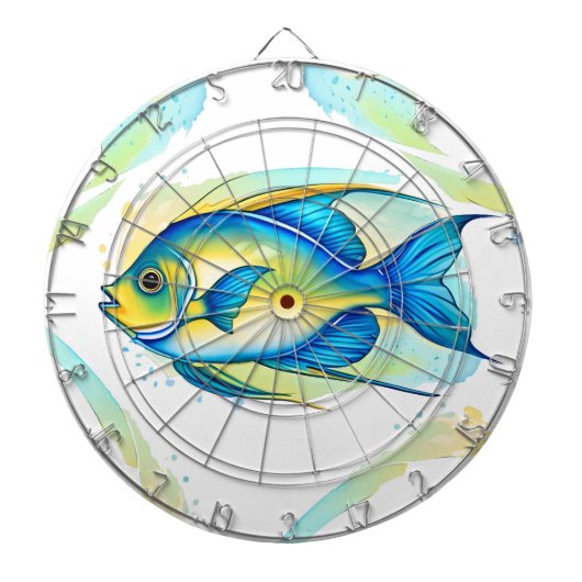 Dart Board - Waterverf Serie: Angelfish Dartbord (Voorkant)
