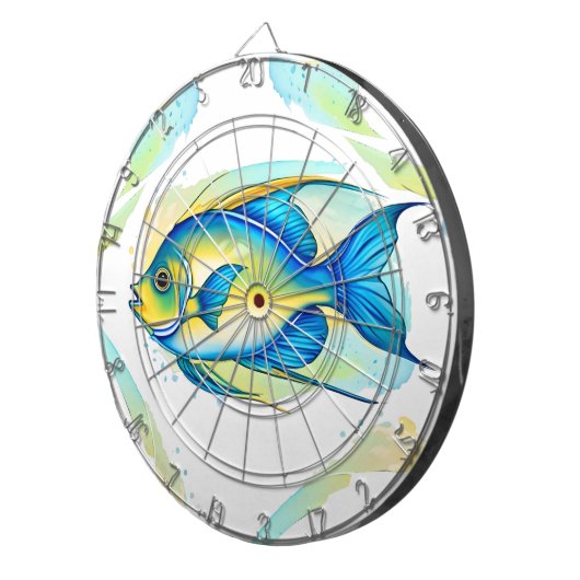 Dart Board - Waterverf Serie: Angelfish Dartbord (Voorkant Rechts)