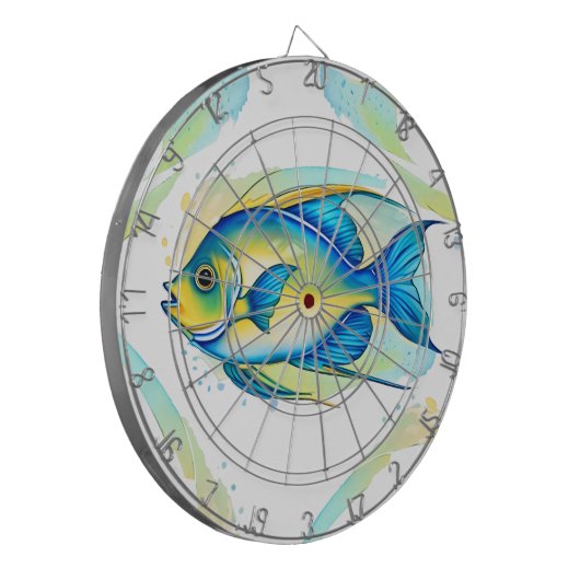 Dart Board - Waterverf Serie: Angelfish Dartbord (Voorkant Links)