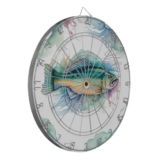 Dart Board - Waterverf Serie: Bass Dartbord (Voorkant Links)