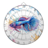 Dart Board - Waterverf Serie: Betta Fish Dartbord (Voorkant)