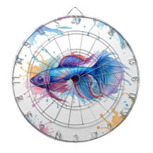 Dart Board - Waterverf Serie: Betta Fish