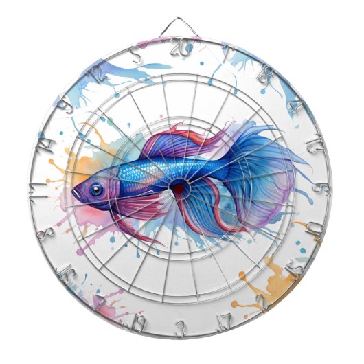 Dart Board - Waterverf Serie: Betta Fish Dartbord (Voorkant)