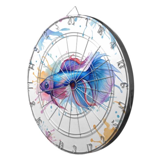 Dart Board - Waterverf Serie: Betta Fish Dartbord (Voorkant Rechts)