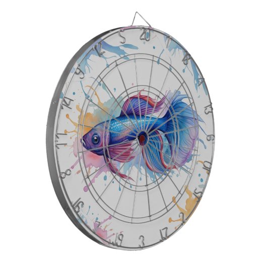 Dart Board - Waterverf Serie: Betta Fish Dartbord (Voorkant Links)