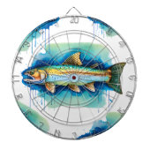 Dart Board - Waterverf Serie: Forel/Zalm Dartbord (Voorkant)