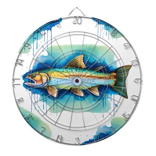 Dart Board - Waterverf Serie: Forel/Zalm Dartbord (Voorkant)