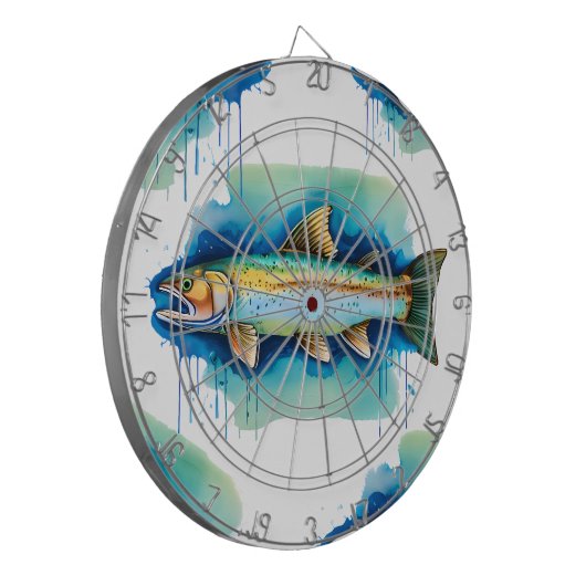 Dart Board - Waterverf Serie: Forel/Zalm Dartbord (Voorkant Links)