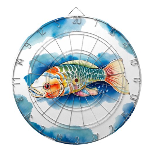 Dart Board - Waterverf Serie: Koi Fish Dartbord (Voorkant)