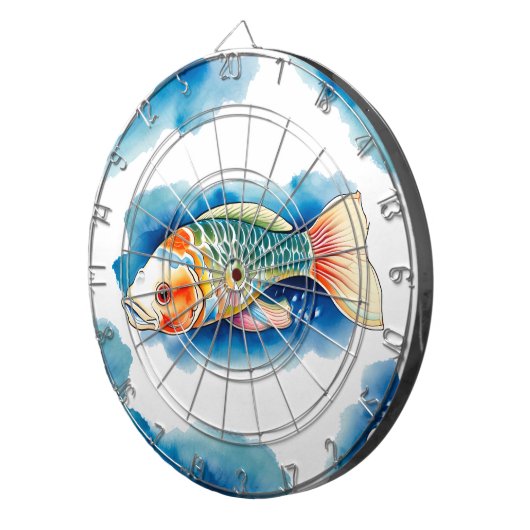 Dart Board - Waterverf Serie: Koi Fish Dartbord (Voorkant Rechts)