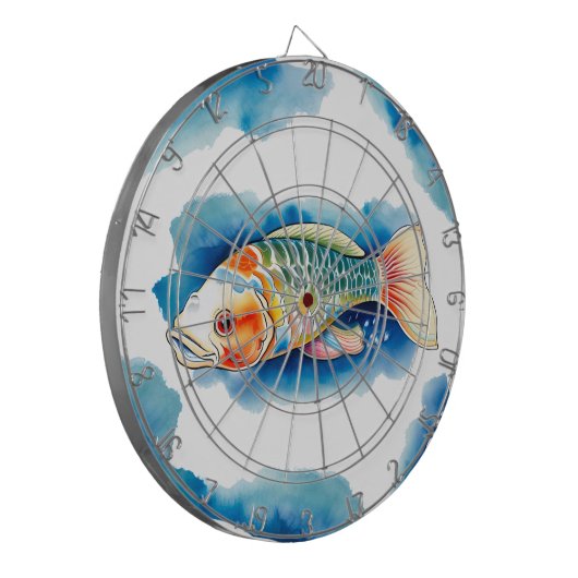 Dart Board - Waterverf Serie: Koi Fish Dartbord (Voorkant Links)