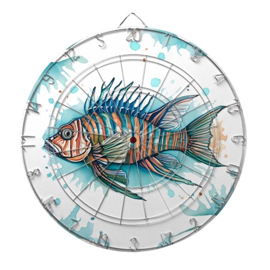 Dart Board - Waterverf Serie: Lionfish Dartbord (Voorkant)