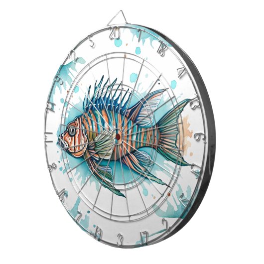 Dart Board - Waterverf Serie: Lionfish Dartbord (Voorkant Rechts)