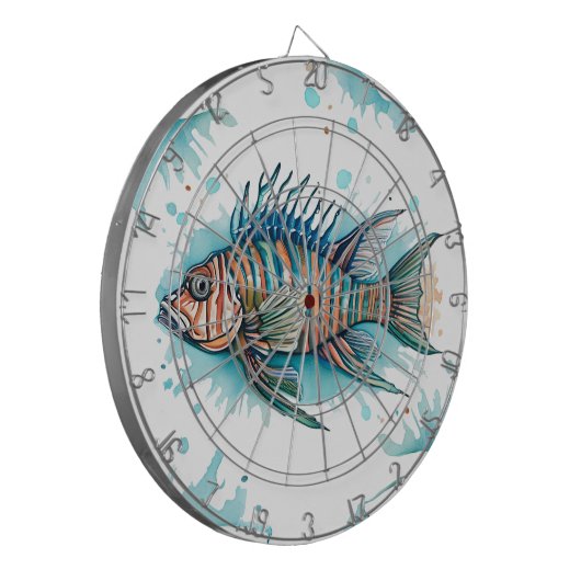 Dart Board - Waterverf Serie: Lionfish Dartbord (Voorkant Links)