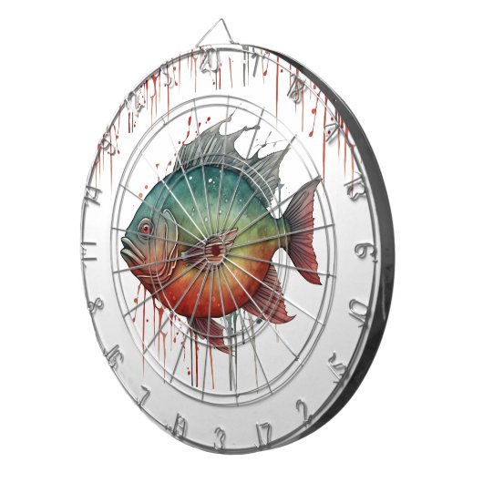 Dart Board - Waterverf Serie: Piranha Dartbord (Voorkant Rechts)