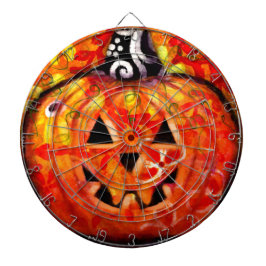 Dart Board - Whimsical Halloween Jack O Lantern Dartbord