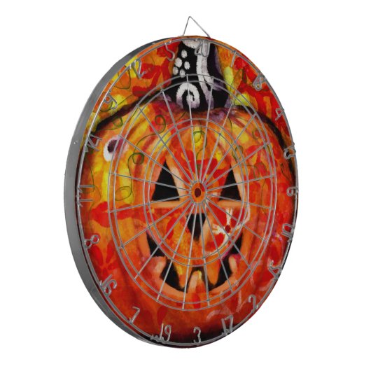 Dart Board - Whimsical Halloween Jack O Lantern Dartbord (Voorkant Links)