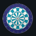 Dart Board: wit, Blauwgroen en marineblauw Dartbord<br><div class="desc">White, Blauwgroen en Navy Blue Colored Dart Board Game Inclusief 6 Brass Darts</div>
