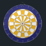 Dart Board: wit, goud en marineblauw Dartbord<br><div class="desc">White,  Gold en Navy Blue Colored Dart Board game,  inclusief 6 Brass Darts</div>