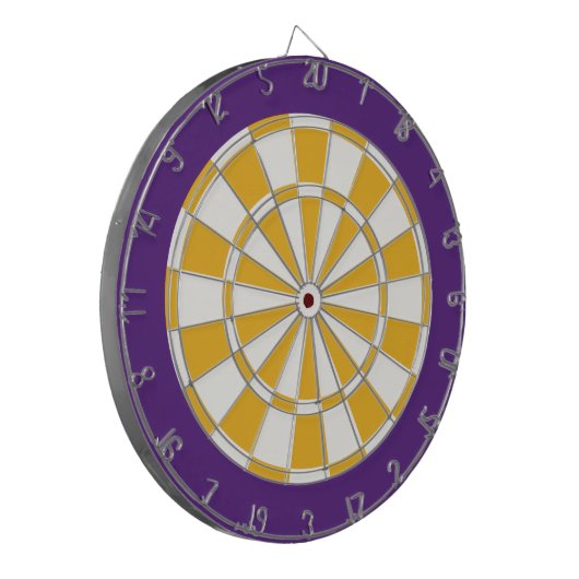 Dart Board: Wit, goud en Paars Dartbord (Voorkant Links)