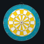 Dart Board: wit, gouden geel en Blauwgroen Dartbord<br><div class="desc">Wit, goudgeel en Blauwgroen gekleurd kunstspel, met inbegrip van 6 messenmakertjes</div>