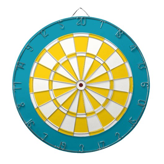 Dart Board: wit, gouden geel en Blauwgroen Dartbord (Voorkant)