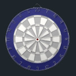 Dart Board: Wit, grijs en zeemacht Dartbord<br><div class="desc">Wit,  grijs en marinegekleurd dart board game met 6 messing</div>