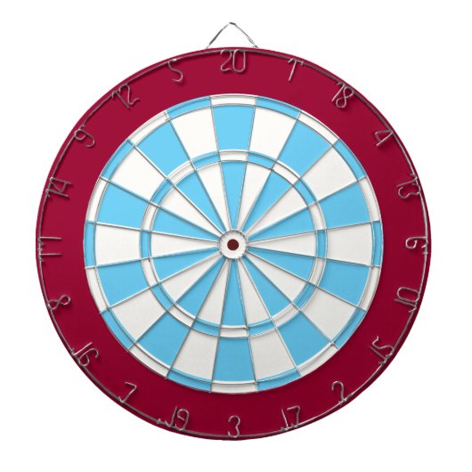 Dart Board: wit, lichtblauw en maroon Dartbord (Voorkant)
