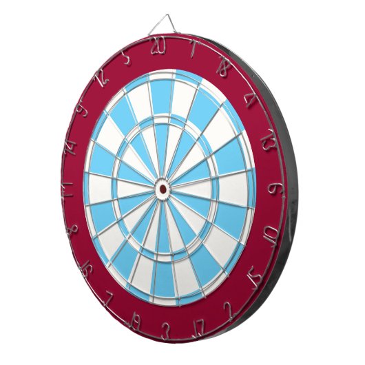 Dart Board: wit, lichtblauw en maroon Dartbord (Voorkant Rechts)